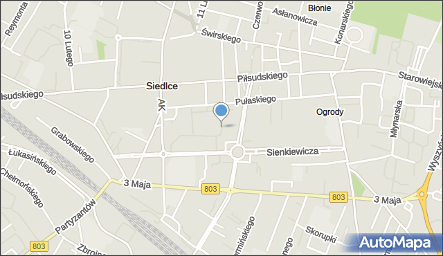 Siedlce, Moniuszki Stanisława, mapa Siedlce