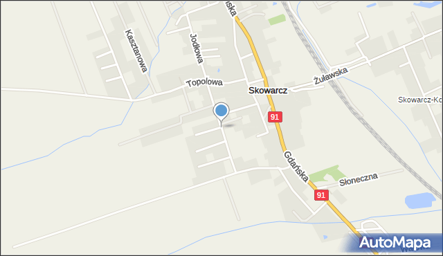 Skowarcz, Modrzewiowa, mapa Skowarcz