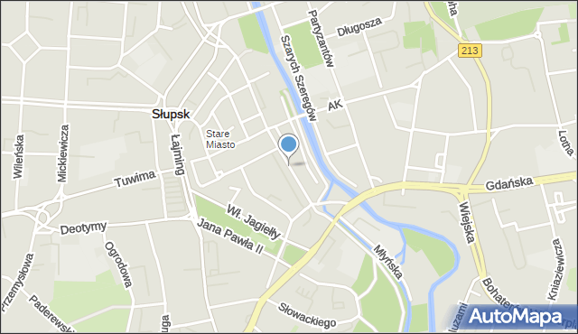 Słupsk, Mostnika Michała, mapa Słupska