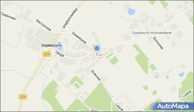 Sopieszyno, Modrzewiowa, mapa Sopieszyno