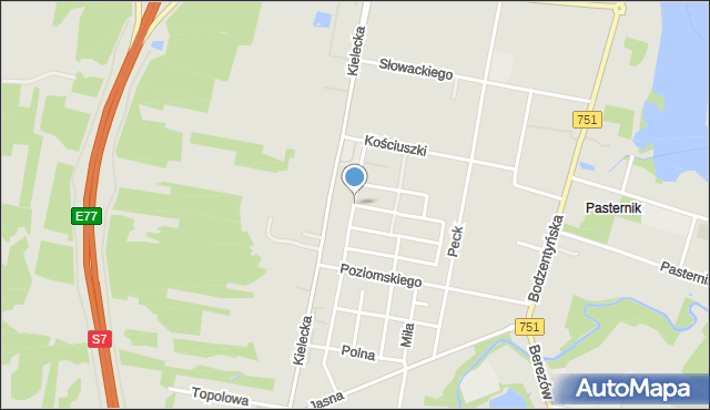 Suchedniów, Modrzewiowa, mapa Suchedniów