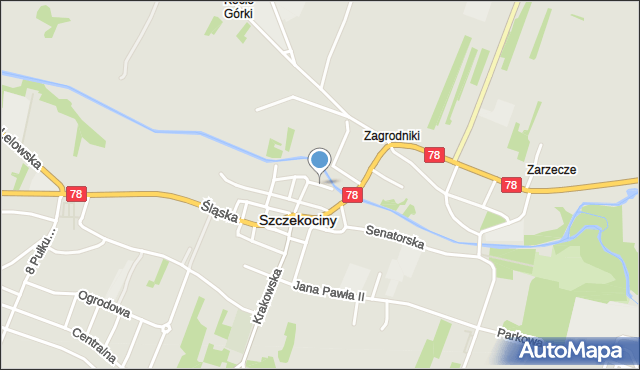 Szczekociny, Mostowa, mapa Szczekociny