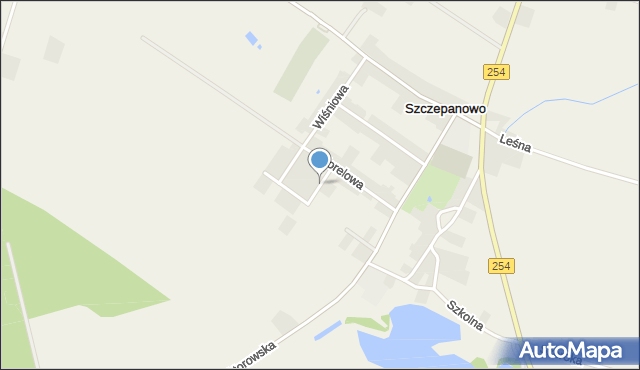 Szczepanowo, Modrzewiowa, mapa Szczepanowo