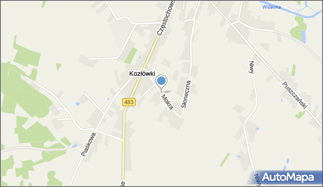 Szczerców, Mokra, mapa Szczerców