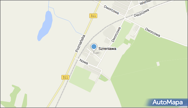 Szreniawa gmina Komorniki, Mostowa, mapa Szreniawa gmina Komorniki