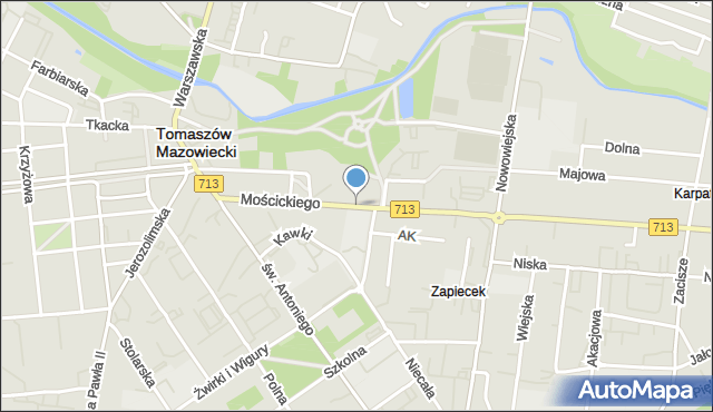 Tomaszów Mazowiecki, Mościckiego Ignacego, Prezydenta, mapa Tomaszów Mazowiecki