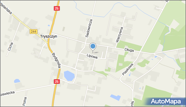 Tryszczyn, Modrzewiowa, mapa Tryszczyn