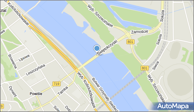 Warszawa, Most Świętokrzyski, mapa Warszawy