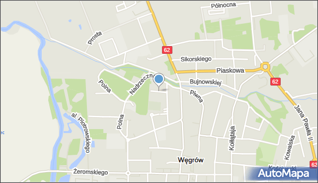 Węgrów, Moniuszki Stanisława, mapa Węgrów