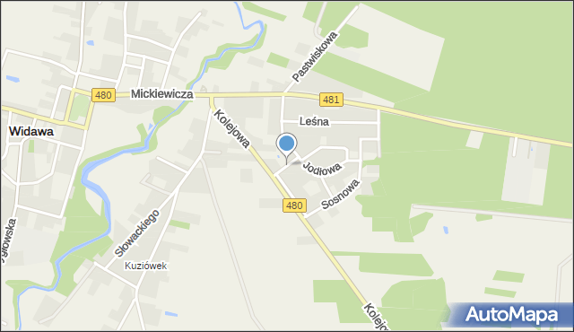 Widawa powiat łaski, Modrzewiowa, mapa Widawa powiat łaski