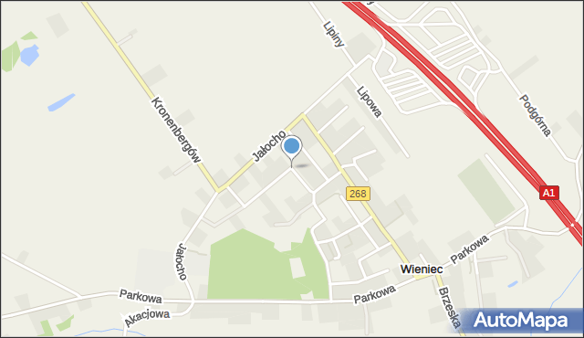 Wieniec gmina Brześć Kujawski, Modrzewiowa, mapa Wieniec gmina Brześć Kujawski