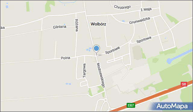 Wolbórz, Modrzewskiego, mapa Wolbórz