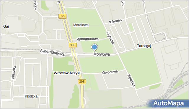 Wrocław, Morwowa, mapa Wrocławia