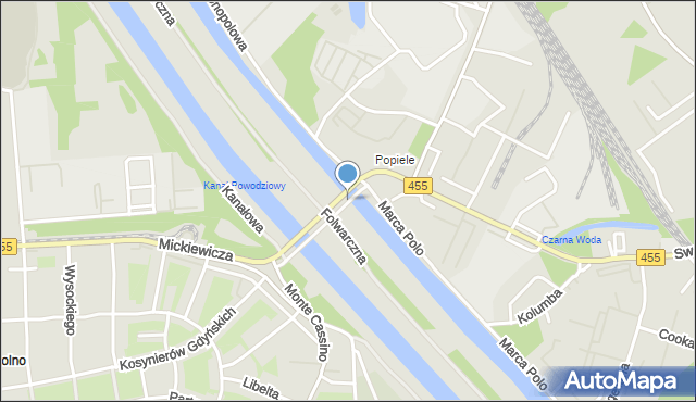 Wrocław, Most Króla Bolesława Chrobrego, mapa Wrocławia