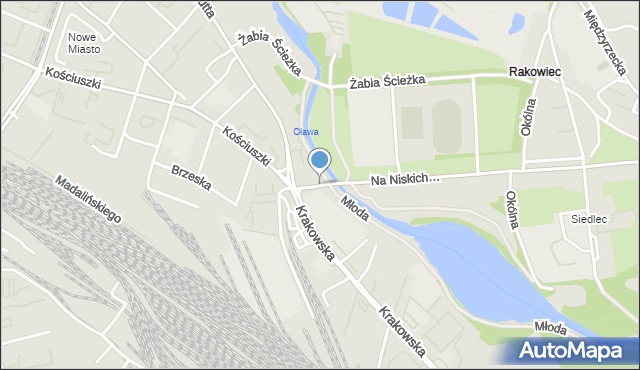 Wrocław, Most Rakowiecki, mapa Wrocławia