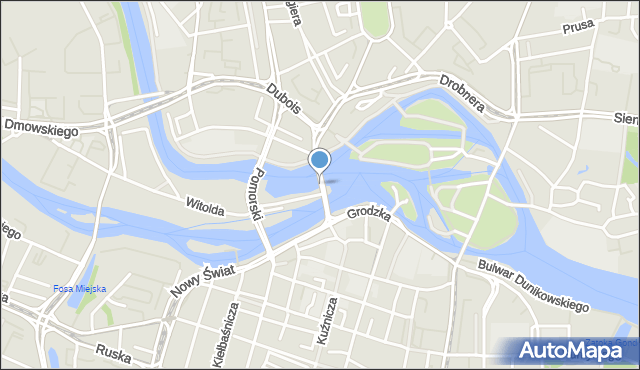 Wrocław, Most Uniwersytecki, mapa Wrocławia