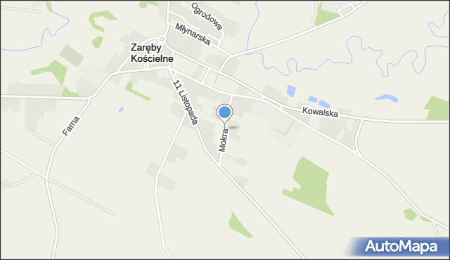 Zaręby Kościelne, Mokra, mapa Zaręby Kościelne