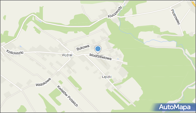 Zelków, Modrzewiowa, mapa Zelków