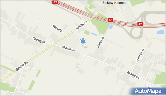Żelków-Kolonia, Modrzewiowa, mapa Żelków-Kolonia