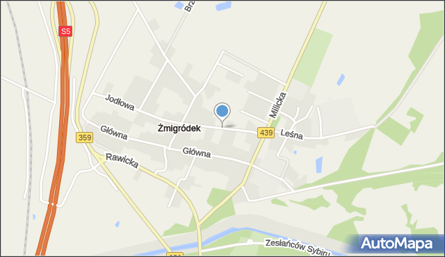 Żmigródek, Modrzewiowa, mapa Żmigródek
