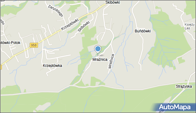 Zakopane, Mraźnica, mapa Zakopanego