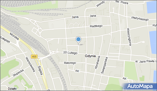 Gdynia, Mściwoja, mapa Gdyni