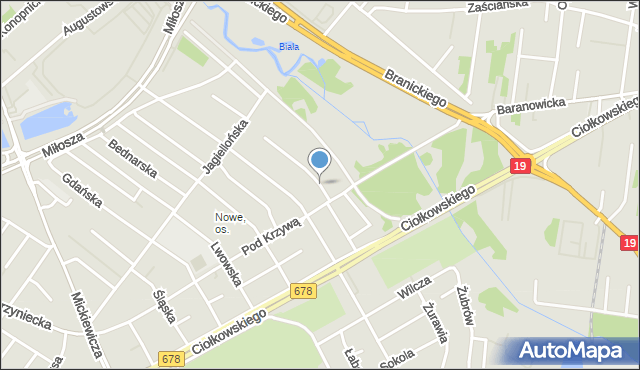 Białystok, Murarska, mapa Białegostoku