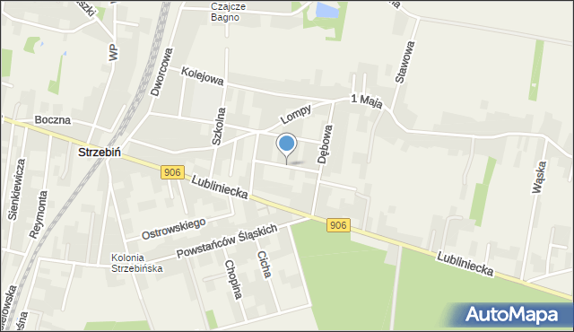 Strzebiń, Muszera Erwina, ks., mapa Strzebiń