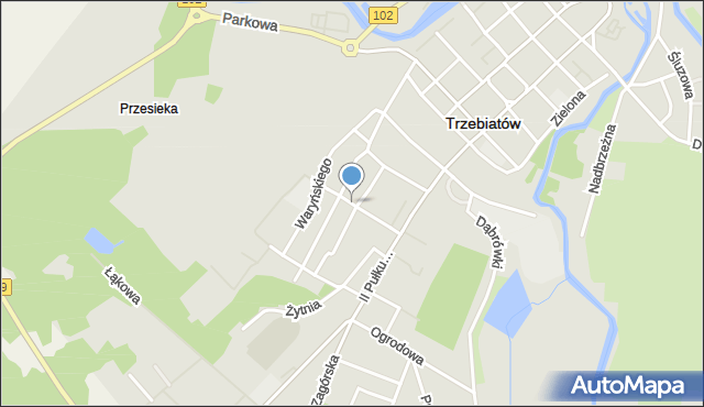 Trzebiatów powiat gryficki, Muzealna, mapa Trzebiatów powiat gryficki