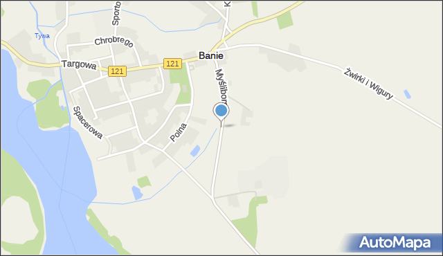 Banie, Myśliborska, mapa Banie