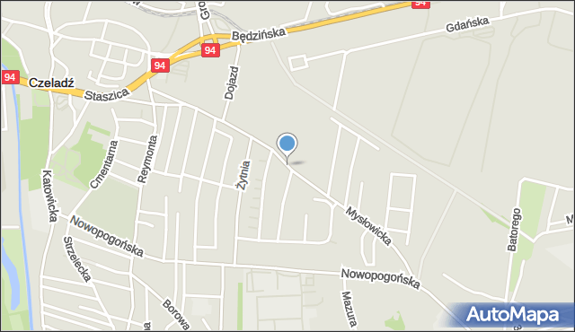 Czeladź, Mysłowicka, mapa Czeladź