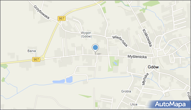 Gdów, Myślenicka, mapa Gdów