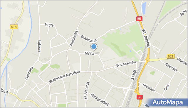 Kwidzyn, Mylna, mapa Kwidzyn