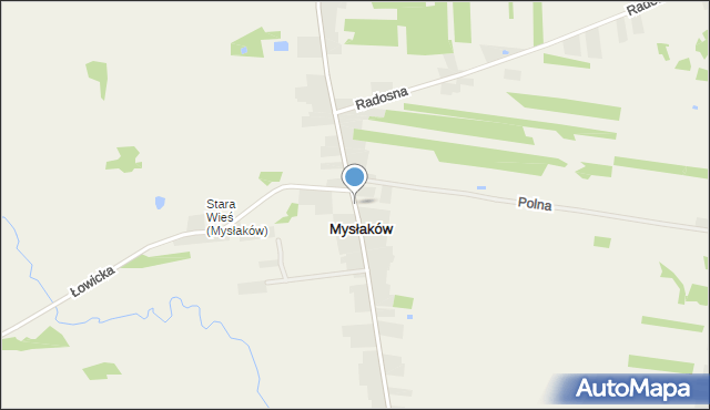 Mysłaków gmina Nieborów, Mysłaków, mapa Mysłaków gmina Nieborów