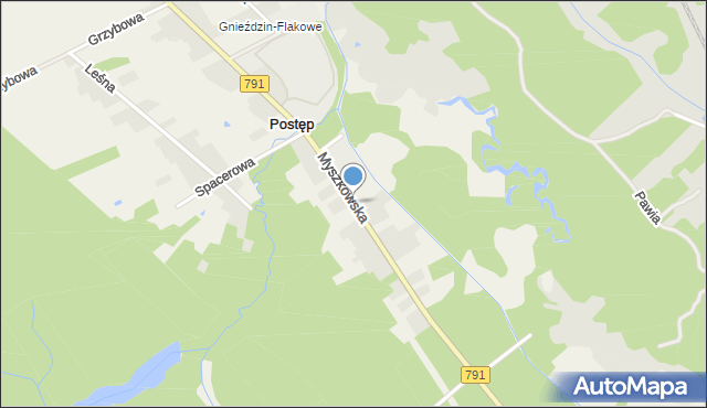 Postęp, Myszkowska, mapa Postęp