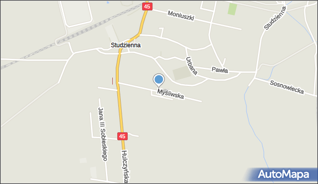 Racibórz, Myśliwska, mapa Racibórz