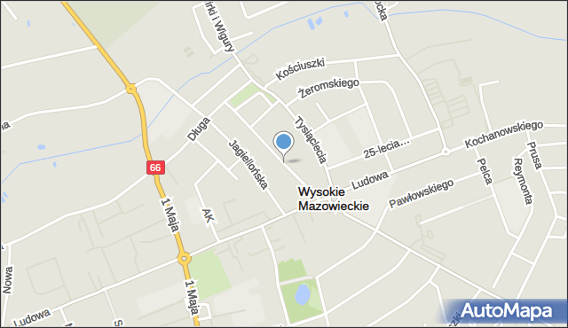 Wysokie Mazowieckie, Mystkowska, mapa Wysokie Mazowieckie