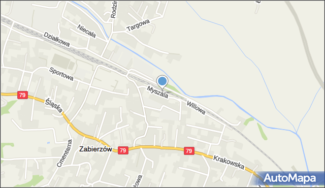 Zabierzów powiat krakowski, Myszala, mapa Zabierzów powiat krakowski