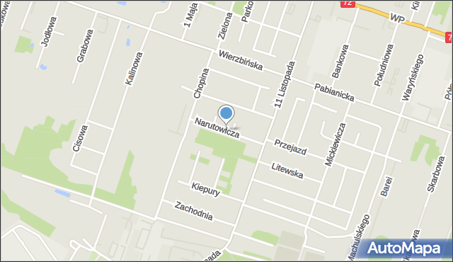 Aleksandrów Łódzki, Narutowicza Gabriela, Prezydenta, mapa Aleksandrów Łódzki