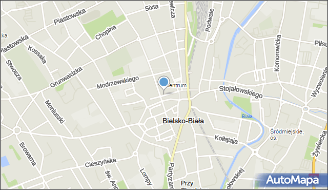 Bielsko-Biała, Nad Niprem, mapa Bielsko-Białej