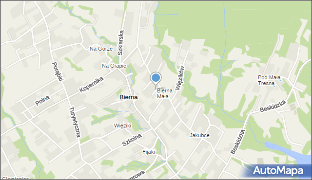 Bierna gmina Łodygowice, Nad Potokiem, mapa Bierna gmina Łodygowice