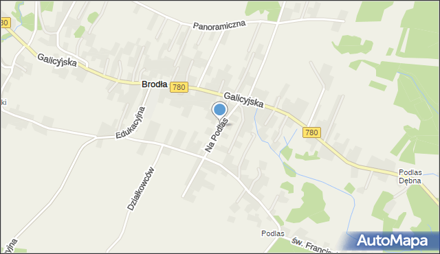 Brodła, Na Podlas, mapa Brodła