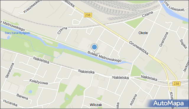 Bydgoszcz, Nad Kanałem, mapa Bydgoszczy