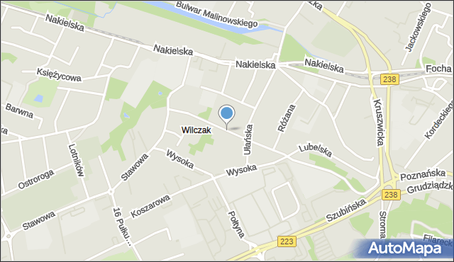 Bydgoszcz, Na Wzgórzu, mapa Bydgoszczy