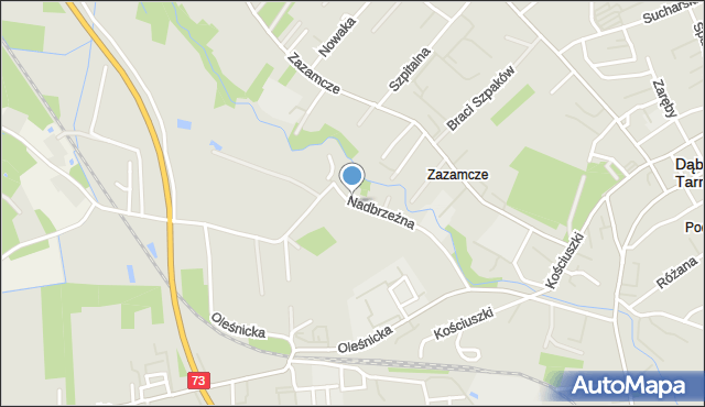 Dąbrowa Tarnowska, Nadbrzeżna, mapa Dąbrowa Tarnowska