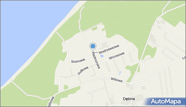 Dębina gmina Ustka, Nadmorska, mapa Dębina gmina Ustka