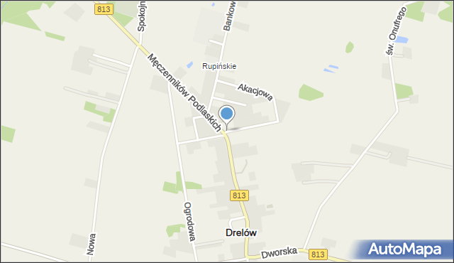 Drelów, Nadbrzeżna, mapa Drelów