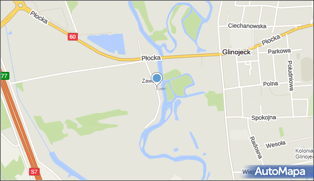 Glinojeck, Nadrzeczna, mapa Glinojeck