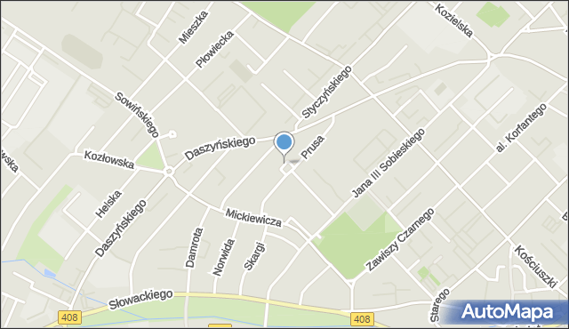 Gliwice, Na Wzgórzu, mapa Gliwic