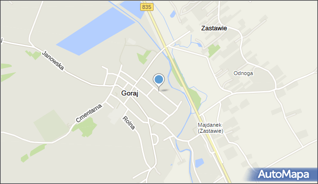 Goraj powiat biłgorajski, Nadrzeczna, mapa Goraj powiat biłgorajski